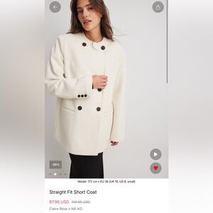 Claire Rose X NA-KD Women's Cream Pea Coat